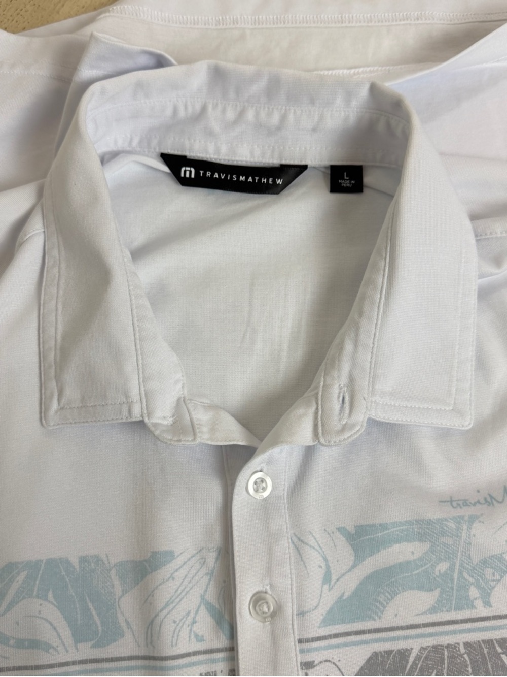 TravisMathew Friendly Isle Golf Polo Mens Large / White - Picture 6 of 8